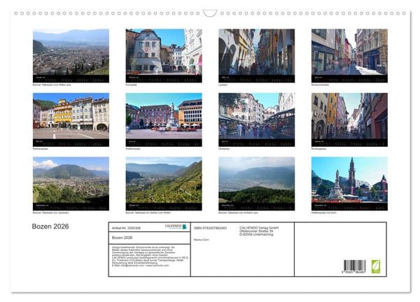 Produktbild: Bozen 2026 (Wandkalender 2026 DIN A2 quer), CALVENDO Monatskalender