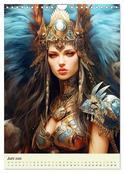 Produktbild: Antike Amazonen. Furchtlose Fantasy-Kriegerinnen (Wandkalender 2026 DIN A4 hoch), CALVENDO Monatskalender