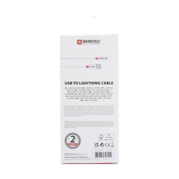 Produktbild: Skross USB-Kabel USB 2.0 USB-A Stecker 1.20m Wei&szlig; Rund SKCA0004A-MFI120CN