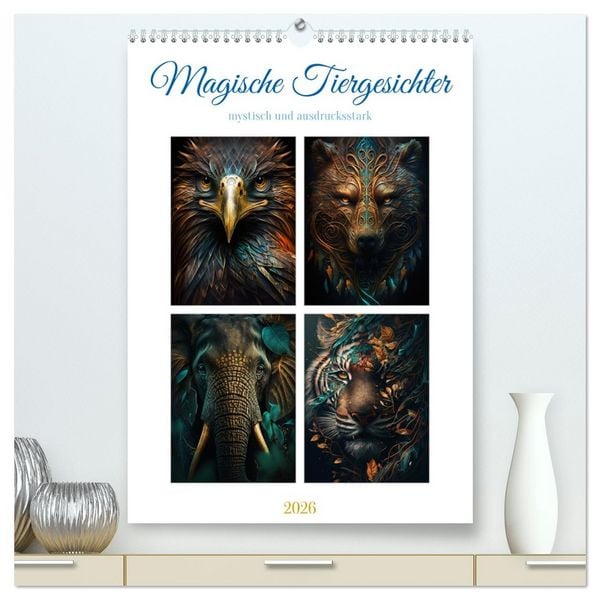 Produktbild: Magische Tiergesichter (hochwertiger Premium Wandkalender 2026 DIN A2 hoch), Kunstdruck in Hochglanz