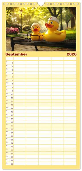 Produktbild: Familienplaner 2026 - Badeenten Kalender - Quietscheenten in der Berufswelt mit 5 Spalten (Wandkalender, 21 x 45 cm) CALVENDO