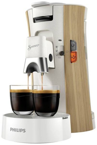 SENSEO® CSA240/05 Kaffeepadmaschine Weiß, Holz