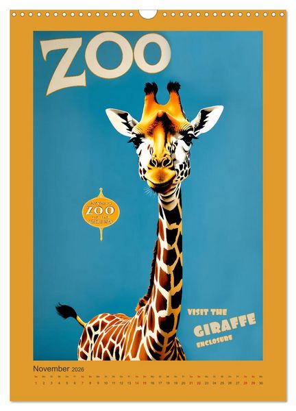 Produktbild: Zoo Vintage-Poster (Wandkalender 2026 DIN A3 hoch), CALVENDO Monatskalender