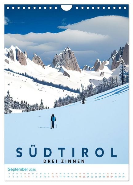 Produktbild: S&uuml;dtirol - Old School Poster Style (Wandkalender 2026 DIN A4 hoch), CALVENDO Monatskalender