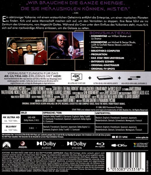 Produktbild: STAR TREK V - Am Rande des Universums (4K Ultra HD) (+ Blu-ray 2D)