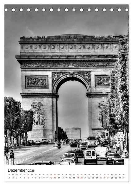 Produktbild: Paris schwarz wei&szlig; 2026 (Tischkalender 2026 DIN A5 hoch), CALVENDO Monatskalender