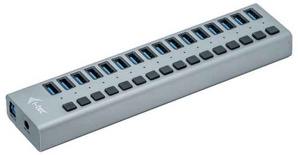 Produktbild: I-tec U3CHARGEHUB16 USB-Hub 16 Port USB-A USB 3.0 5 GBit/s Grau Charging Hub