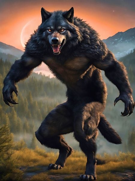 Produktbild: CALVENDO Puzzle Ein Werwolf heult zum roten Mond | 1000 Teile Lege-Gr&ouml;&szlig;e 64x48cm Foto-Puzzle f&uuml;r gl&uuml;ckliche Stunden