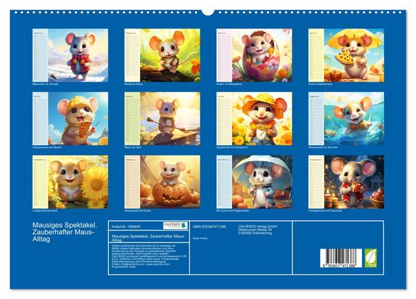 Produktbild: Mausiges Spektakel. Zauberhafter Maus-Alltag (hochwertiger Premium Wandkalender 2026 DIN A2 quer), Kunstdruck in Hochglanz