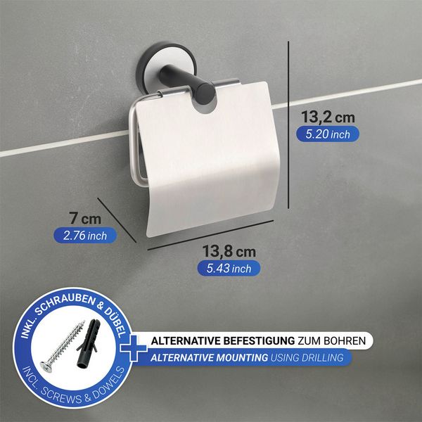 Produktbild: UV-Loc&reg; Toilettenpapierhalter mit Deckel Mod. Udine, Befestigen ohne Bohren