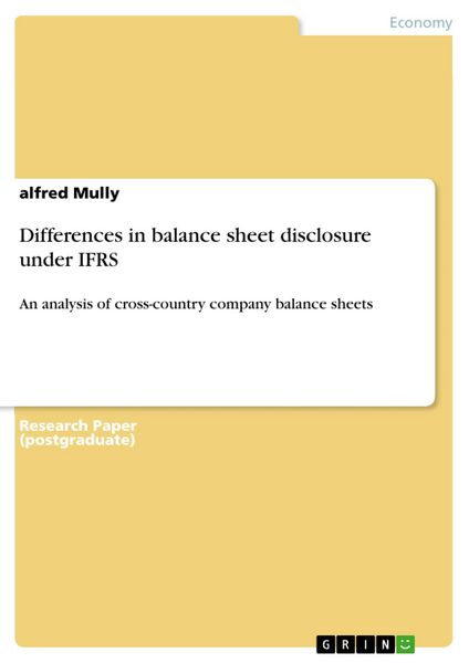 Produktbild: Differences in balance sheet disclosure under IFRS
