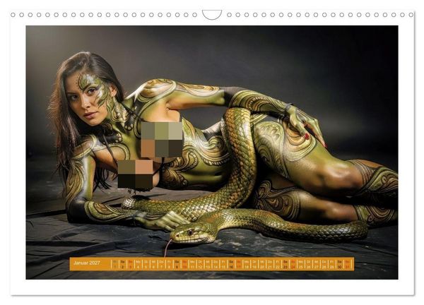 Produktbild: Body Painting mit Schlange (Wandkalender 2027 DIN A3 quer), CALVENDO Monatskalender
