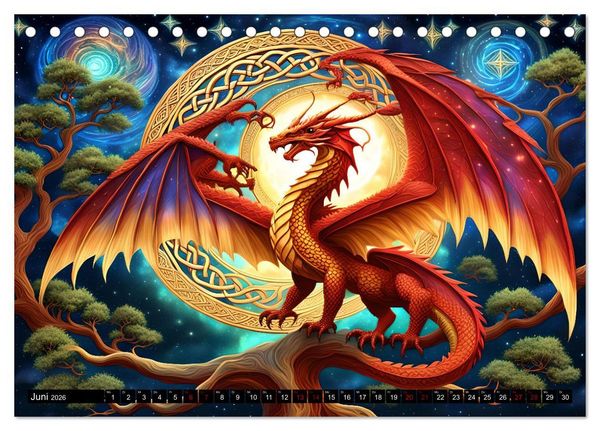Produktbild: Drachen - Mystische Wesen (Tischkalender 2026 DIN A5 quer), CALVENDO Monatskalender