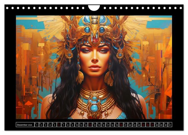 Produktbild: &Auml;gyptische K&ouml;niginnen und G&ouml;tter. Fantasy-Illustrationen von einem alten Reich (Wandkalender 2026 DIN A4 quer), CALVENDO Monatskalender