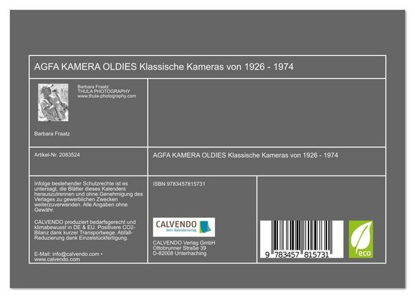 Produktbild: AGFA KAMERA OLDIES Klassische Kameras von 1926 - 1974 (Tischkalender 2026 DIN A5 quer), CALVENDO Monatskalender