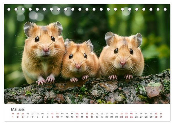 Produktbild: Wild und flauschig - Hamster - Abenteuer in freier Natur (Tischkalender 2026 DIN A5 quer), CALVENDO Monatskalender