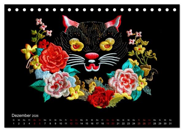 Produktbild: Japanische Stickerei - Hommage an die &Auml;sthetik des Landes (Tischkalender 2026 DIN A5 quer), CALVENDO Monatskalender