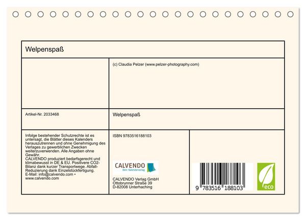 Produktbild: Welpenspa&szlig; (Tischkalender 2026 DIN A5 quer), CALVENDO Monatskalender