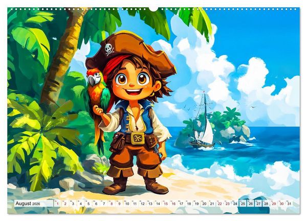 Produktbild: Piraten-Abenteuer - Die Reise zum verborgenen Schatz (Wandkalender 2026 DIN A2 quer), CALVENDO Monatskalender