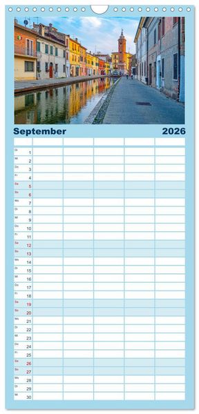 Produktbild: Familienplaner 2026 - ItalienReise Venedig Chioggia Comacchio mit 5 Spalten (Wandkalender, 21 x 45 cm) CALVENDO