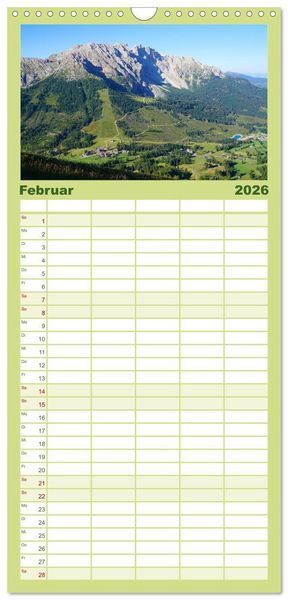 Produktbild: Familienplaner 2026 - Wandern im Rosengarten und Latemar mit 5 Spalten (Wandkalender, 21 x 45 cm) CALVENDO