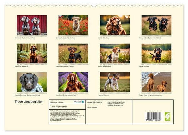 Produktbild: Treue Jagdbegleiter (hochwertiger Premium Wandkalender 2026 DIN A2 quer), Kunstdruck in Hochglanz