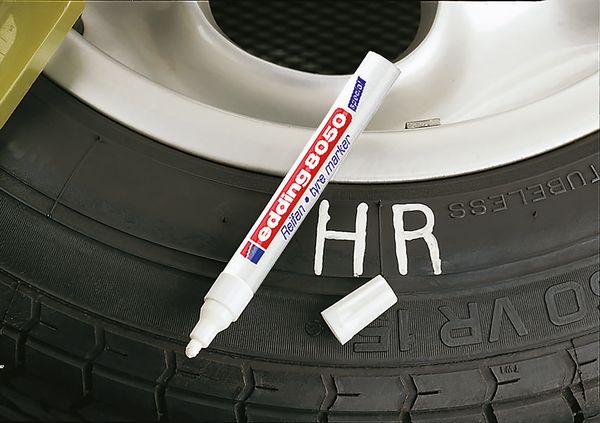 Produktbild: edding Reifenmarker 8050 4-8050049 2-4mm Rundspitze wei&szlig;
