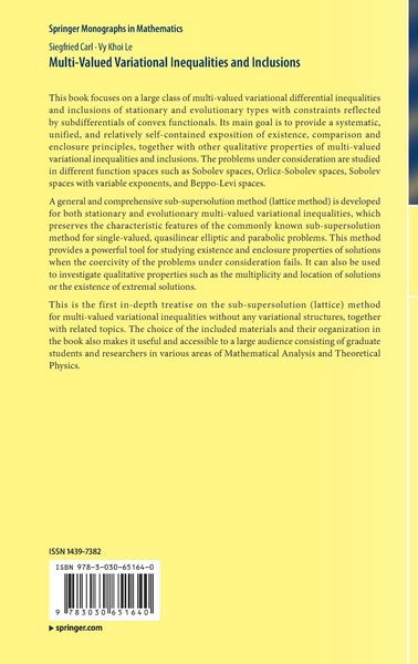 Produktbild: Multi-Valued Variational Inequalities and Inclusions