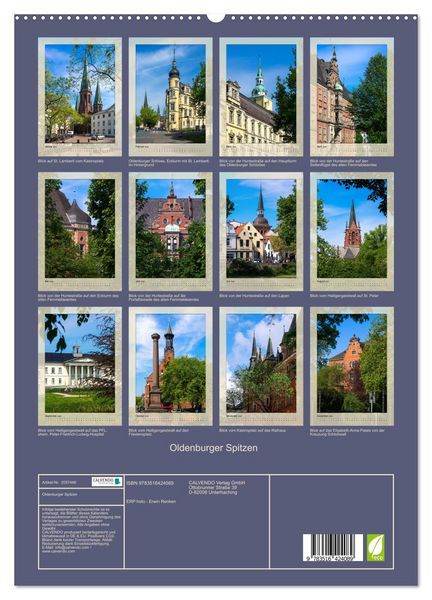 Produktbild: Oldenburger Spitzen (hochwertiger Premium Wandkalender 2026 DIN A2 hoch), Kunstdruck in Hochglanz