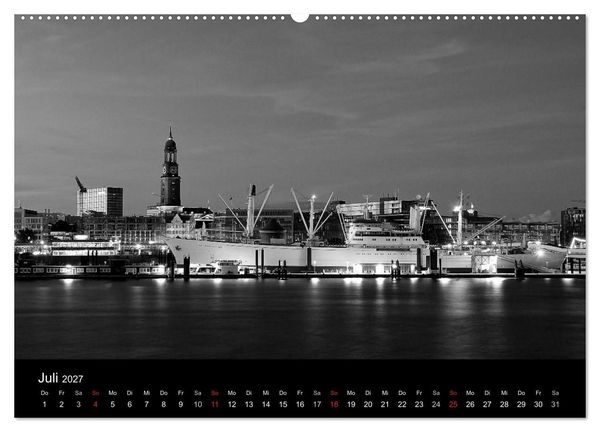 Produktbild: Hamburg monochrome Impressionen (Wandkalender 2027 DIN A2 quer), CALVENDO Monatskalender