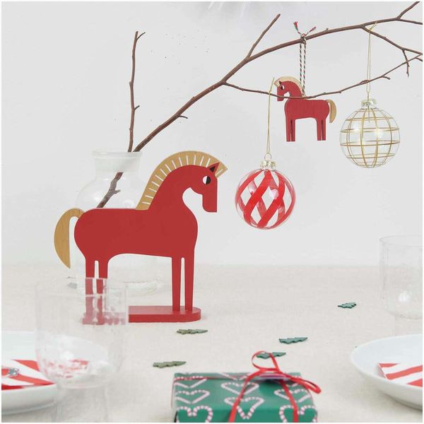 Produktbild: Deko Figur Holz-Pferd, rot