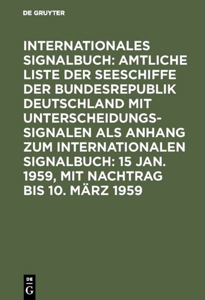 Produktbild: 15 Jan. 1959, mit Nachtrag bis 10. M&auml;rz 1959