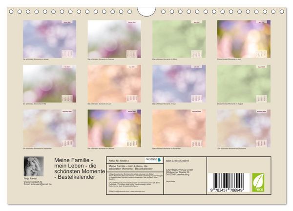 Produktbild: Meine Familie - mein Leben - die sch&ouml;nsten Momente - Bastelkalender (Wandkalender 2026 DIN A4 quer), CALVENDO Monatskalender