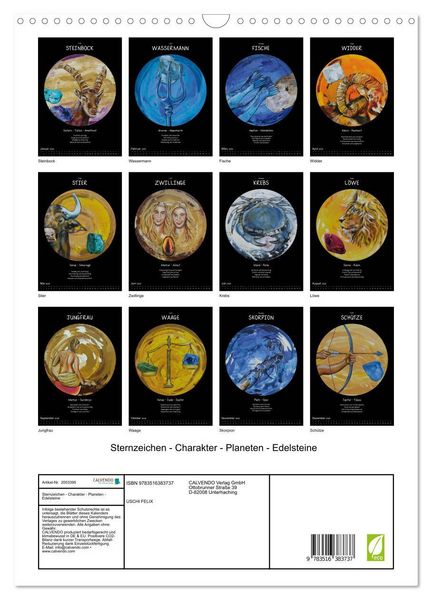 Produktbild: Sternzeichen - Charakter - Planeten - Edelsteine (Wandkalender 2026 DIN A3 hoch), CALVENDO Monatskalender