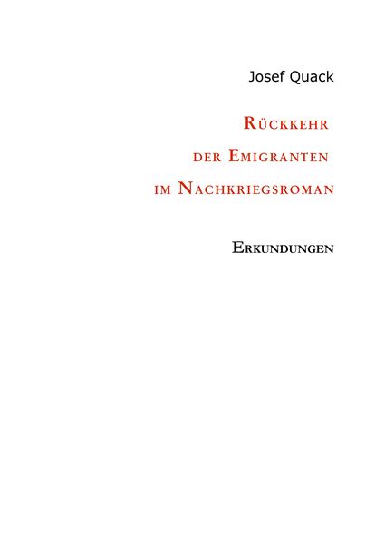 Produktbild: R&uuml;ckkehr der Emigranten im Nachkriegsroman