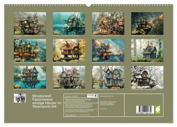 Produktbild: Miniaturwelt Faszinierend winzige H&auml;user im Steampunk-Stil (hochwertiger Premium Wandkalender 2026 DIN A2 quer), Kunstdruck in Hochglanz