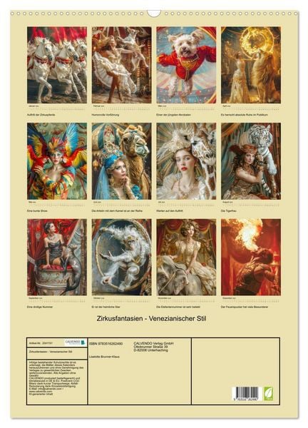 Produktbild: Zirkusfantasien - Venezianischer Stil (Wandkalender 2026 DIN A2 hoch), CALVENDO Monatskalender