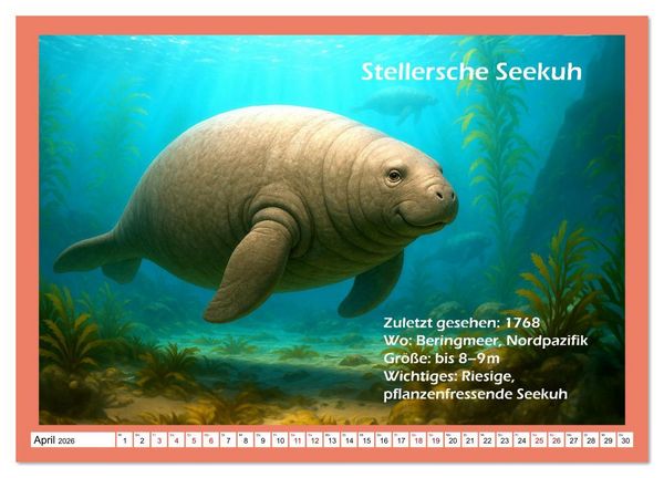 Produktbild: Vergessene Arten (Wandkalender 2026 DIN A2 quer), CALVENDO Monatskalender