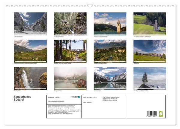 Produktbild: Zauberhaftes S&uuml;dtirol (Wandkalender 2026 DIN A2 quer), CALVENDO Monatskalender