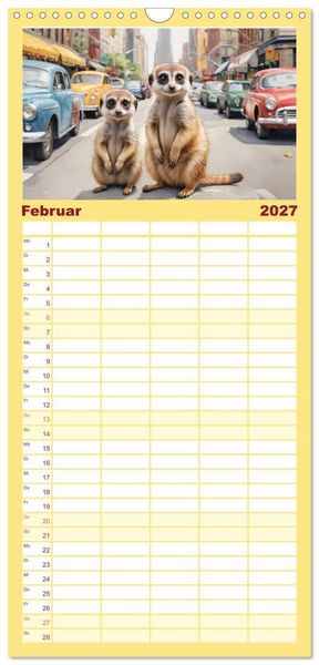 Produktbild: Familienplaner 2027 - Erdm&auml;nnchen in New York City mit 5 Spalten (Wandkalender, 21 x 45 cm) CALVENDO