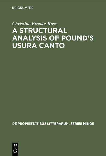 Produktbild: A Structural Analysis of Pound's Usura Canto