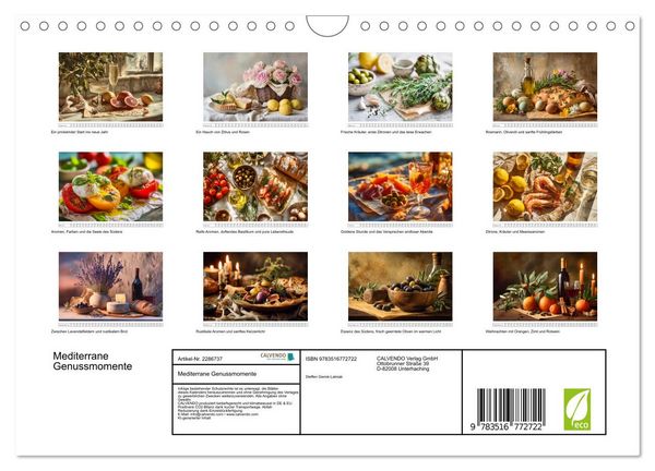 Produktbild: Mediterrane Genussmomente (Wandkalender 2027 DIN A4 quer), CALVENDO Monatskalender