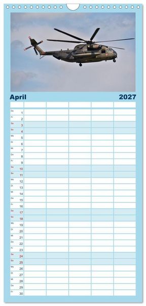 Produktbild: Familienplaner 2027 - Die beeindruckende Welt der Hubschrauber mit 5 Spalten (Wandkalender, 21 x 45 cm) CALVENDO