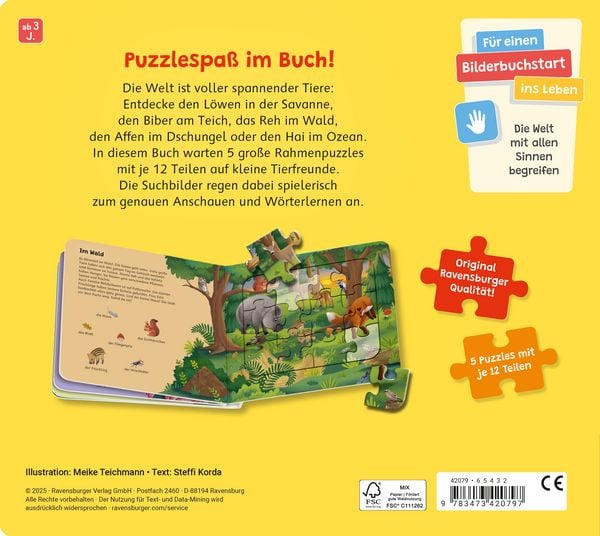 Produktbild: Ravensburger&reg; Puzzle-Buch: Tiere der Welt