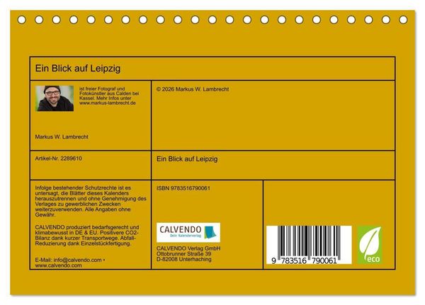 Produktbild: Ein Blick auf Leipzig (Tischkalender 2027 DIN A5 quer), CALVENDO Monatskalender