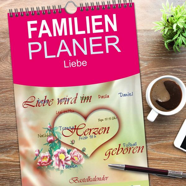 Produktbild: Familienplaner 2026 - Liebe wird im Herzen geboren mit 5 Spalten (Wandkalender, 21 x 45 cm) CALVENDO
