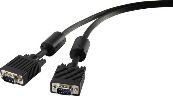 Renkforce VGA Anschlusskabel VGA 15pol. Stecker, VGA 15pol. Stecker 1.00 m Schwarz RF-4212495 mit Ferritkern VGA-Kabel