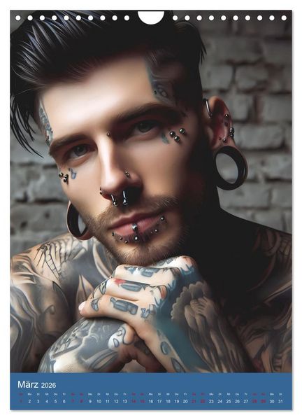 Produktbild: Tattoo und Piercing Men (Wandkalender 2026 DIN A4 hoch), CALVENDO Monatskalender