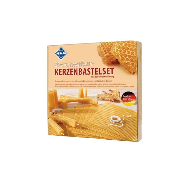 PEBARO WACHS-SET 1 - Bienenwaben-Kerzenbastelset, Naturprodukt, Bienenwachs-Kerzen