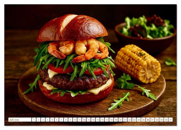 Produktbild: Leckere Burger (hochwertiger Premium Wandkalender 2026 DIN A2 quer), Kunstdruck in Hochglanz